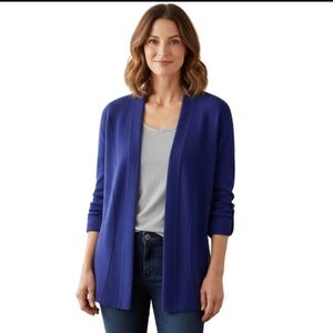 Eileen Fisher NWT Silk Organic Cotton Sustainable Royal Cardigan Sweater Size PL